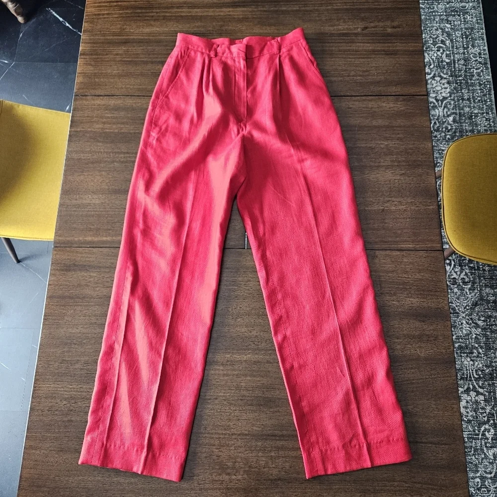 Vintage Ralph Lauren Red Linen Trousers - Picture 9 of 12